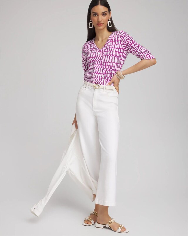 Abstract Print 3/4 Sleeve Perfect Tee - image 2